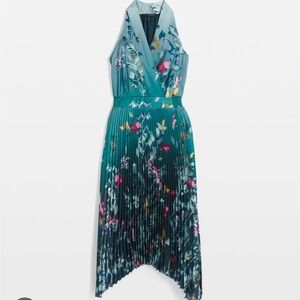White House Bkack Market Floral Teal Dress